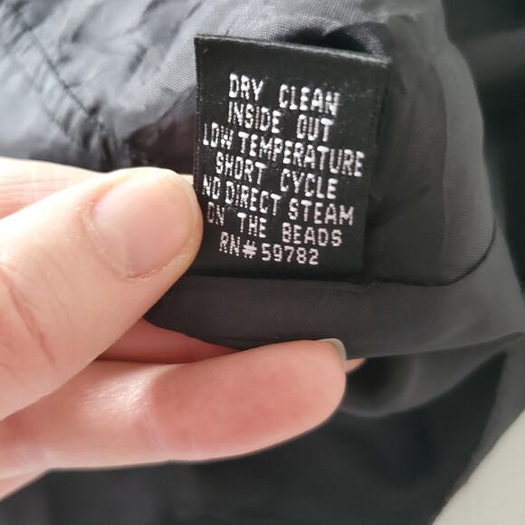 Y2K Whimsigoth Adrianna Papell Dress Womens 10 Black White Silk Floral Fit Flare - Picture 10 of 11